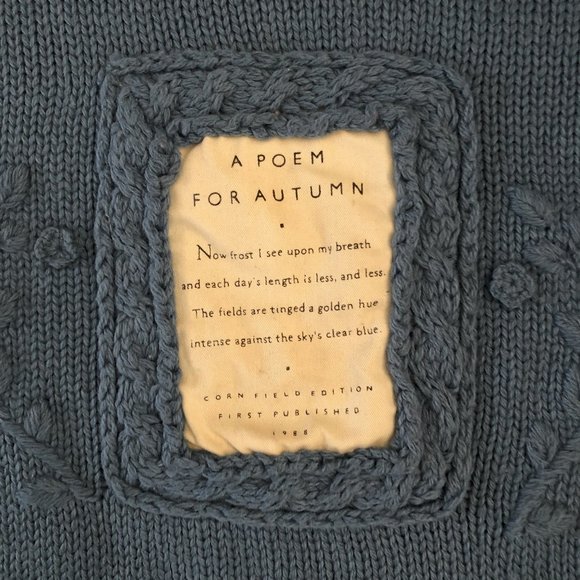 Vintage 90s Esprit Sport Cottagecore Cropped Pullover Poem Sweater Sz Large - Picture 4 of 7